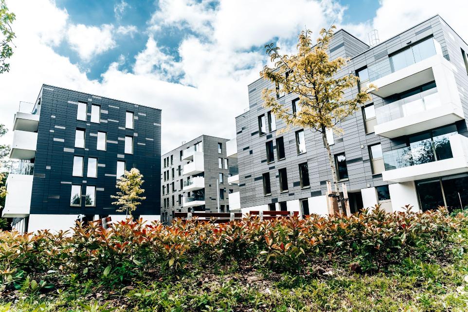 Vue d'ensemble de plusieurs bâtiments réalisés dans le projet